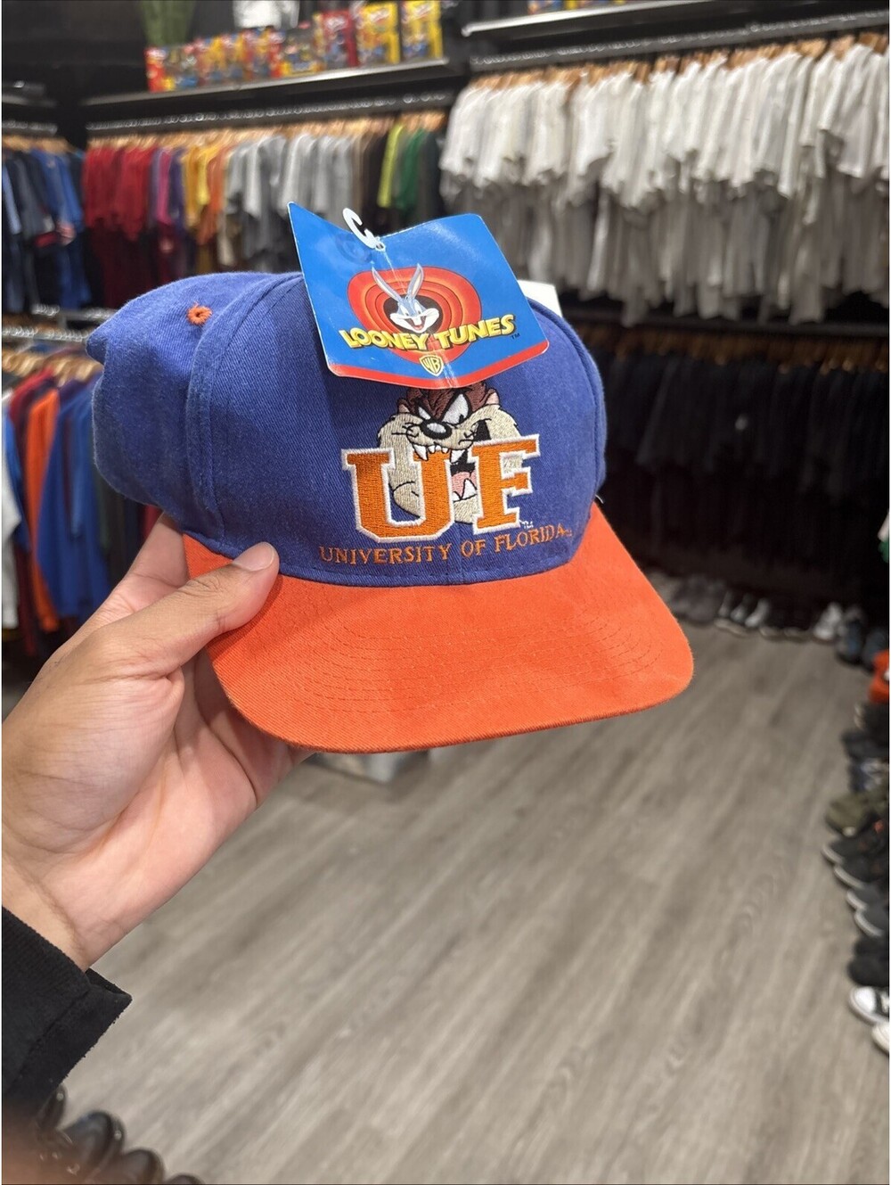 Vintage NWT 90s FLORIDA GATORS Taz SnapBack Hat